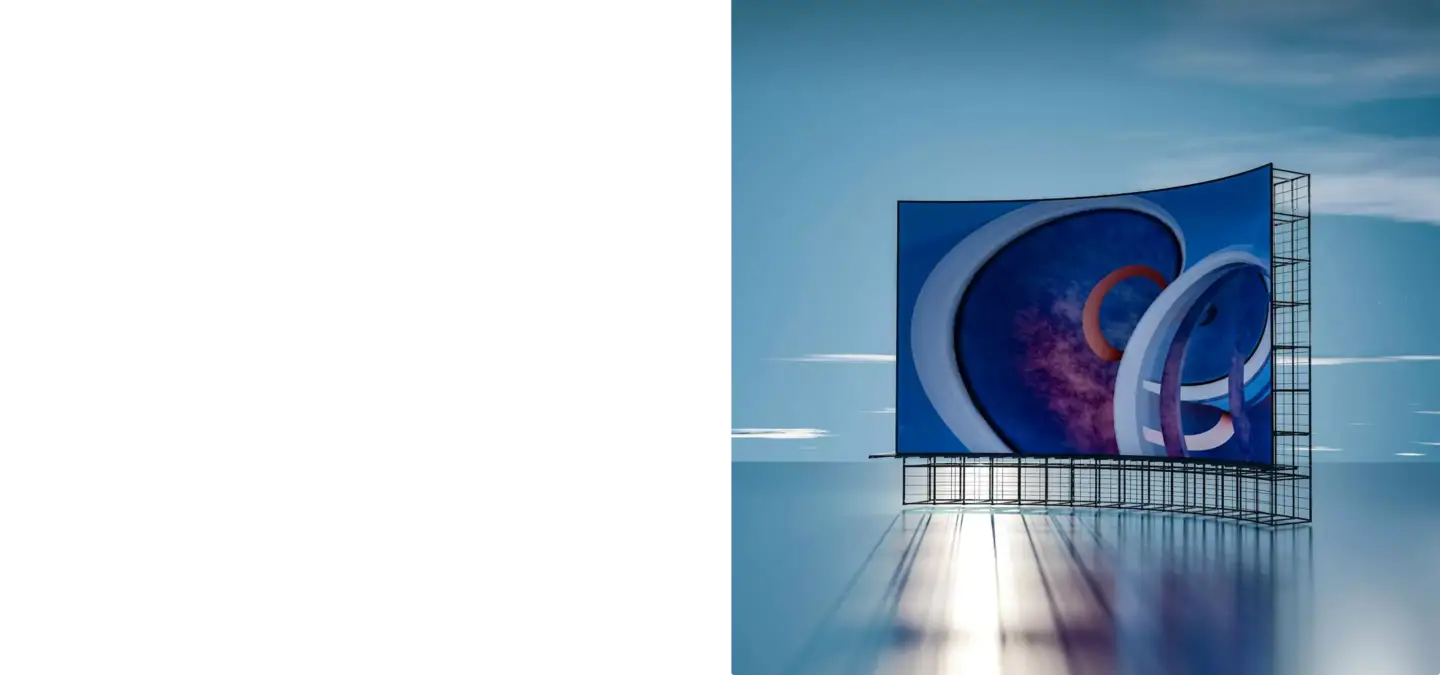Large digital display with abstract 3D graphics, top 7 libraries for a 3D visualizer