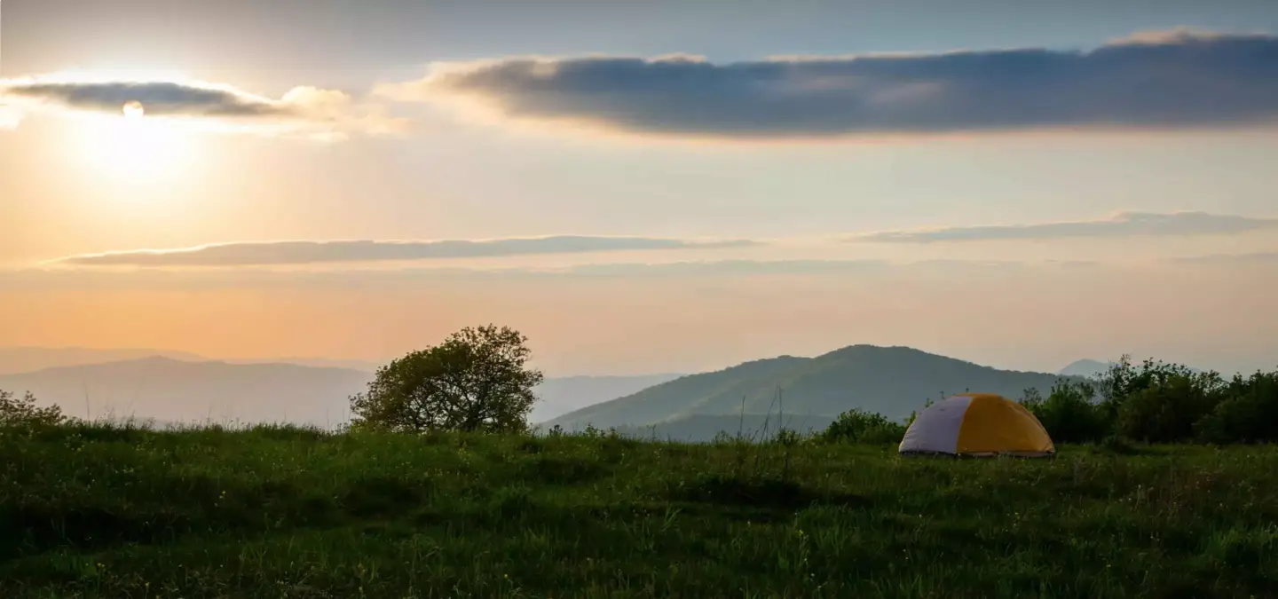 Sunset landscape with tent and mountains, top 10 3Ds max plugins for visualization 2026