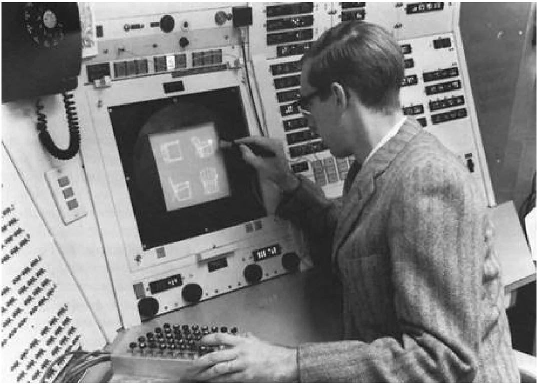 History of architectural visualization Early computer prototype used for visual optimization and interface experimentation