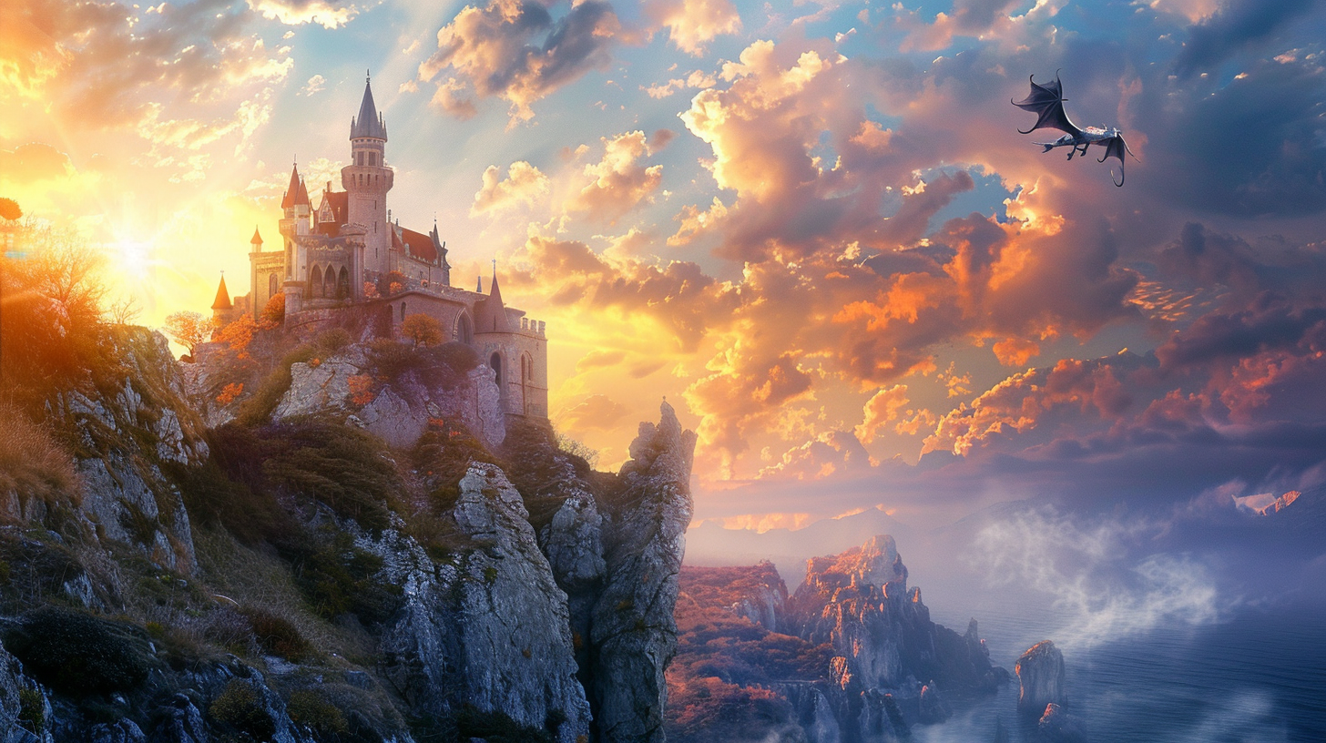 History of architectural visualization AI-generated fantasy landscape used as a visual example for creative AI training