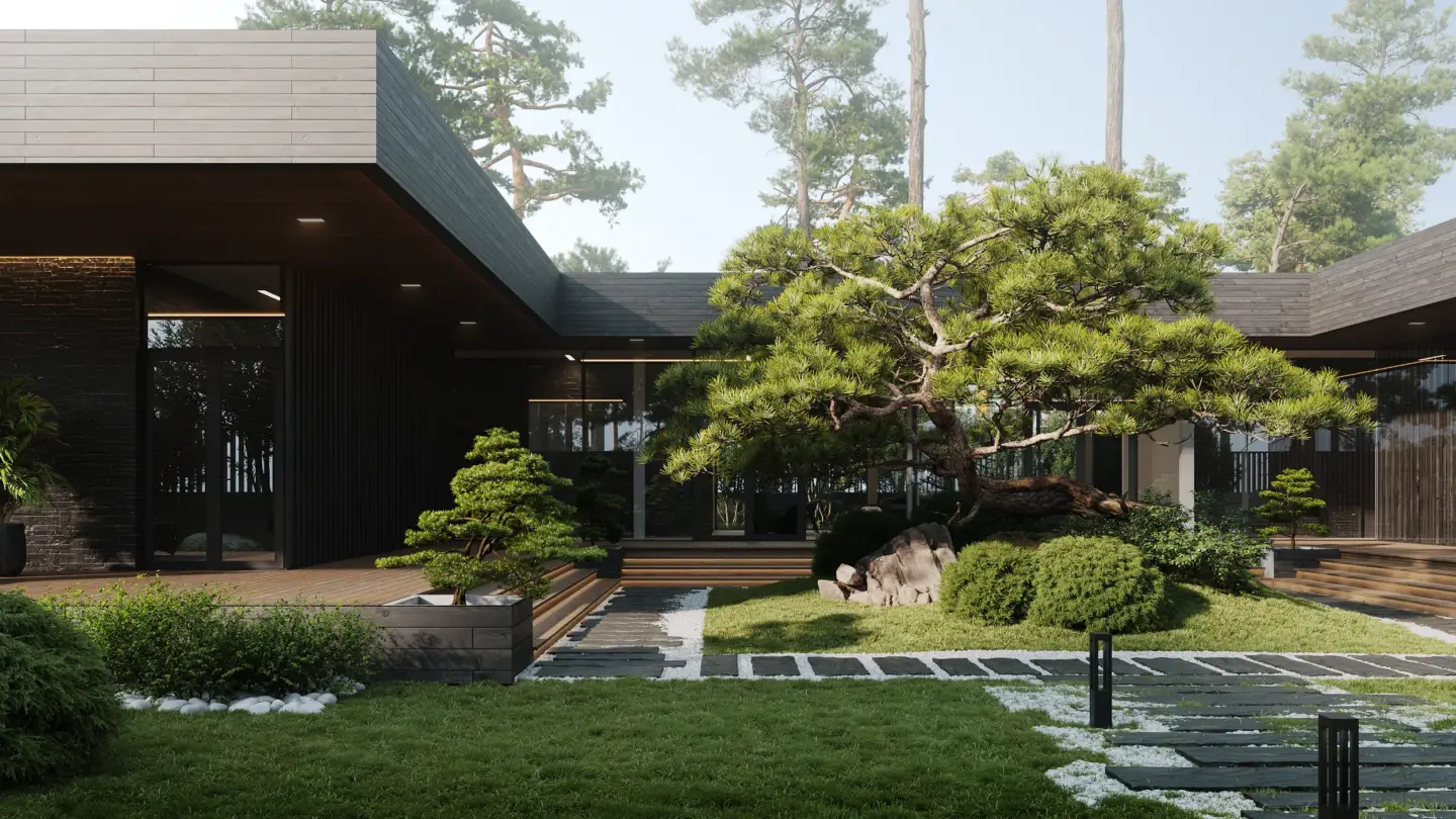 Exterior architectural rendering showcasing top-rated 3D visualization studios in the Greek market
