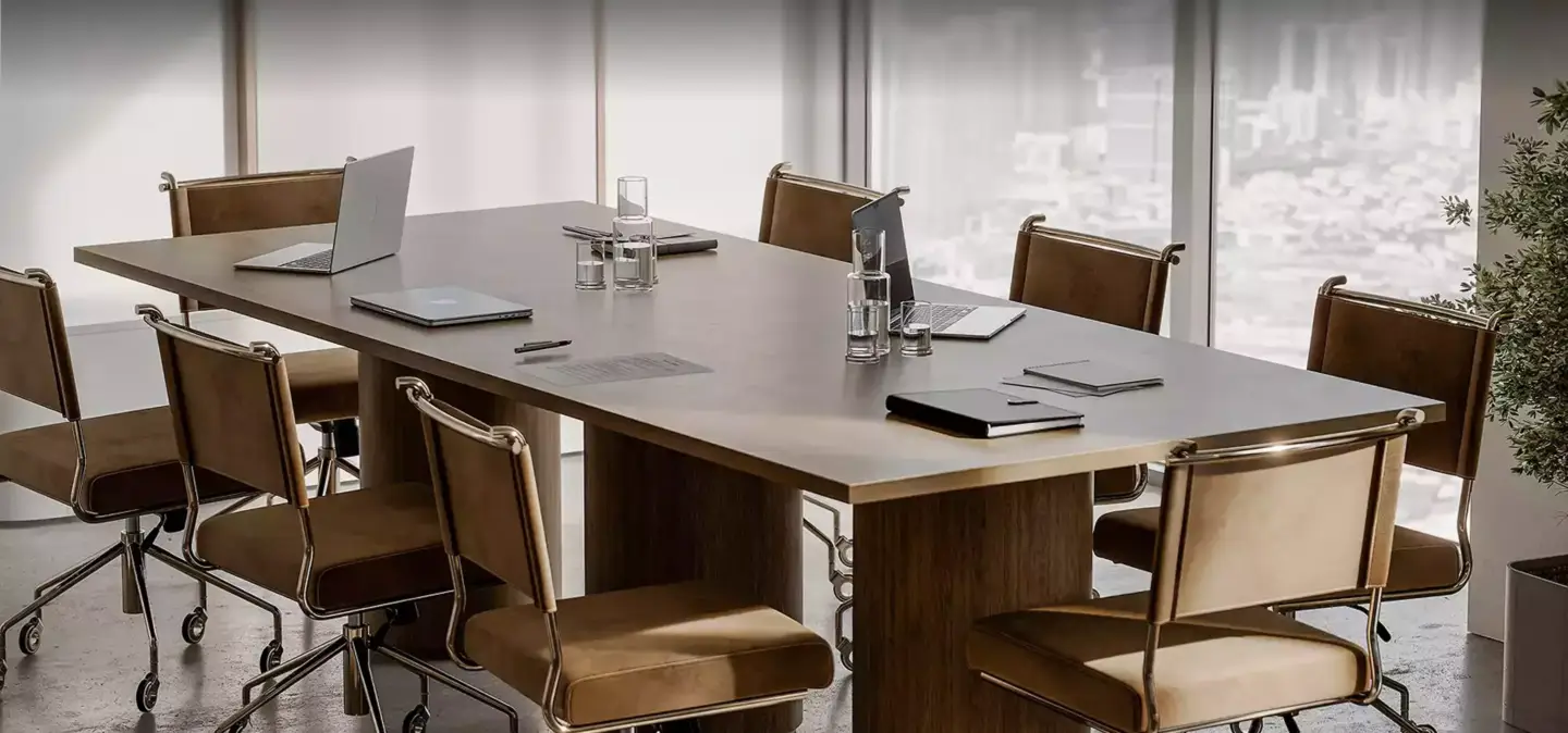 Conference room with table and chairs, top 4 3D visualization studios market leaders in France