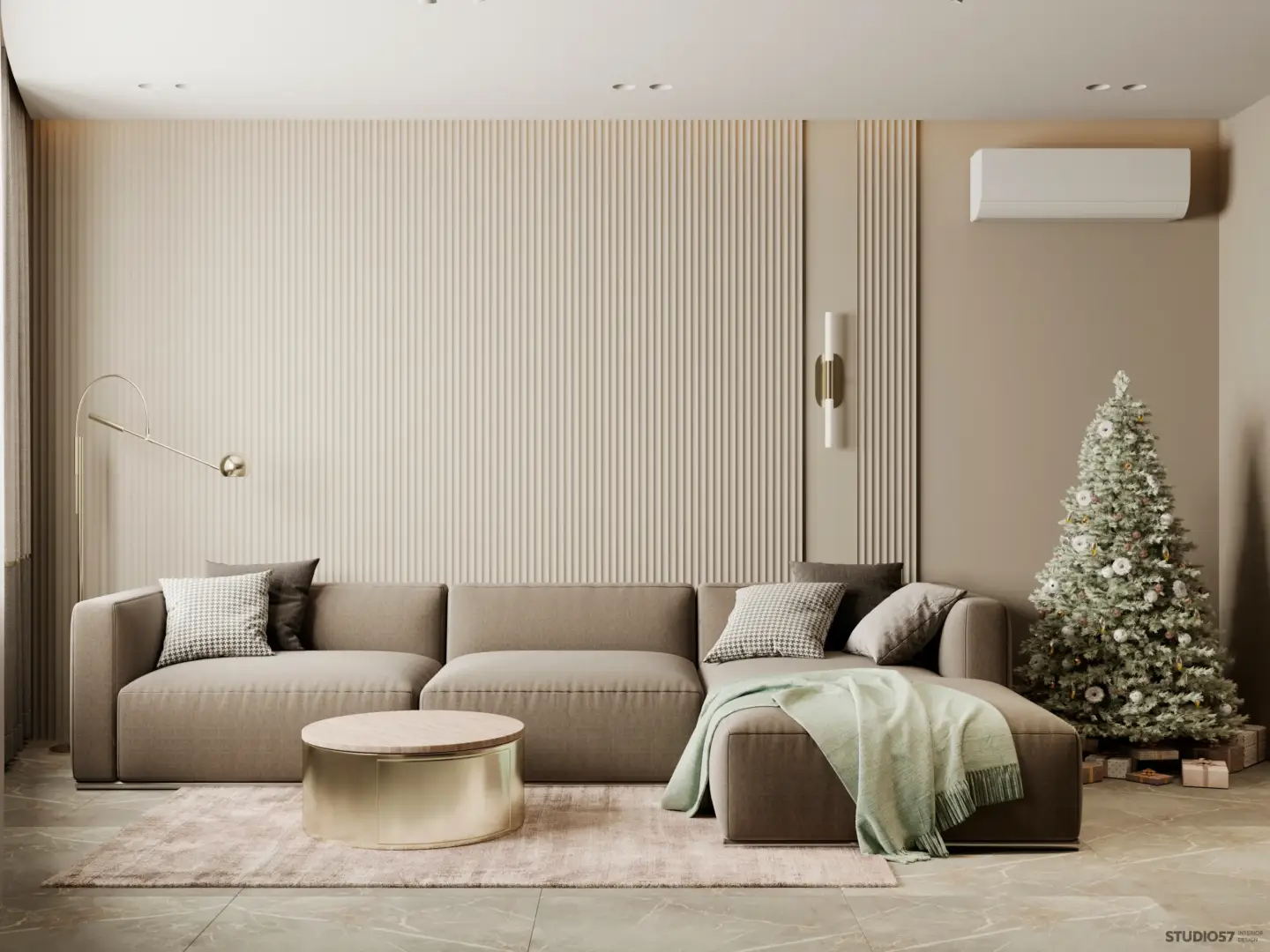 Best 3D Rendering Companies in Ireland Interior rendering of a modern living room with neutral tones and soft lighting from a top 3D rendering company in Ireland