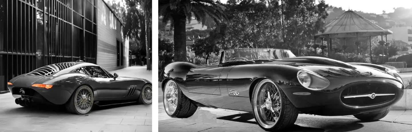 Creating A Custom 3D Car Model In Maya Black and white custom 3D car renders showcasing automotive design and product visualization.