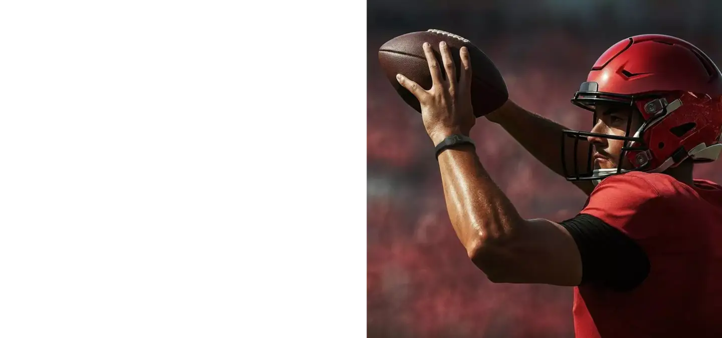 Football player holding ball in red helmet, 3D Rendering for Marketing Product Visualization Drives Conversions