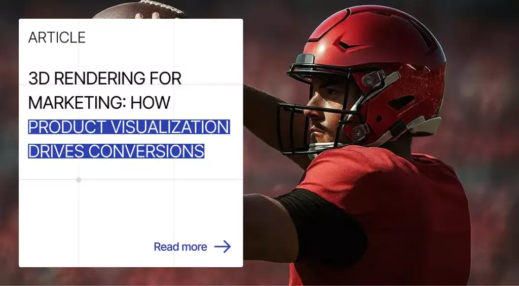 Football player in red helmet mid throw, 3D Rendering for Marketing Product Visualization Drives Conversions