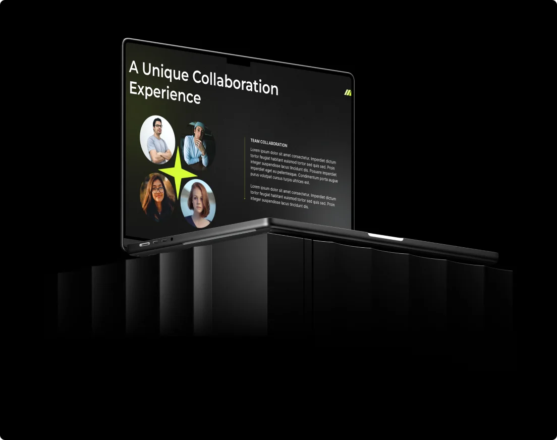 Presentation design portfolio example, pitch deck slide created by Maverick Frame Studio