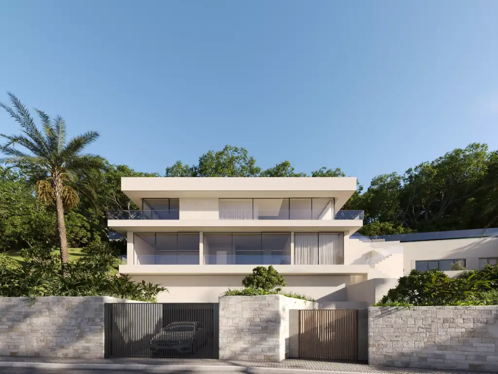 Sun-optimized luxury villa CGI render, architectural visualization by Maverick Frame Studio