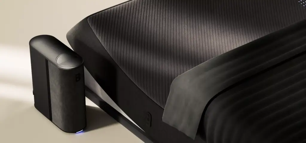 Animation for Sleep Accessories showing smart adjustable bed with integrated bedside device