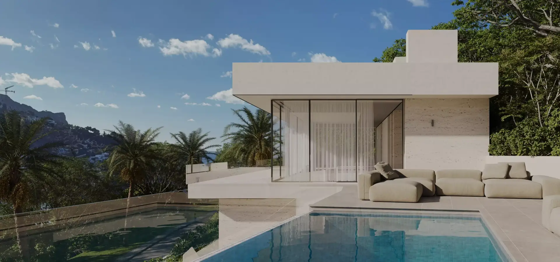 CGI Sold a Luxury Villa showing modern hillside villa with infinity pool and panoramic terrace