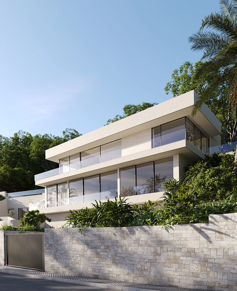 Sun-optimized luxury villa CGI render, architectural visualization by Maverick Frame Studio