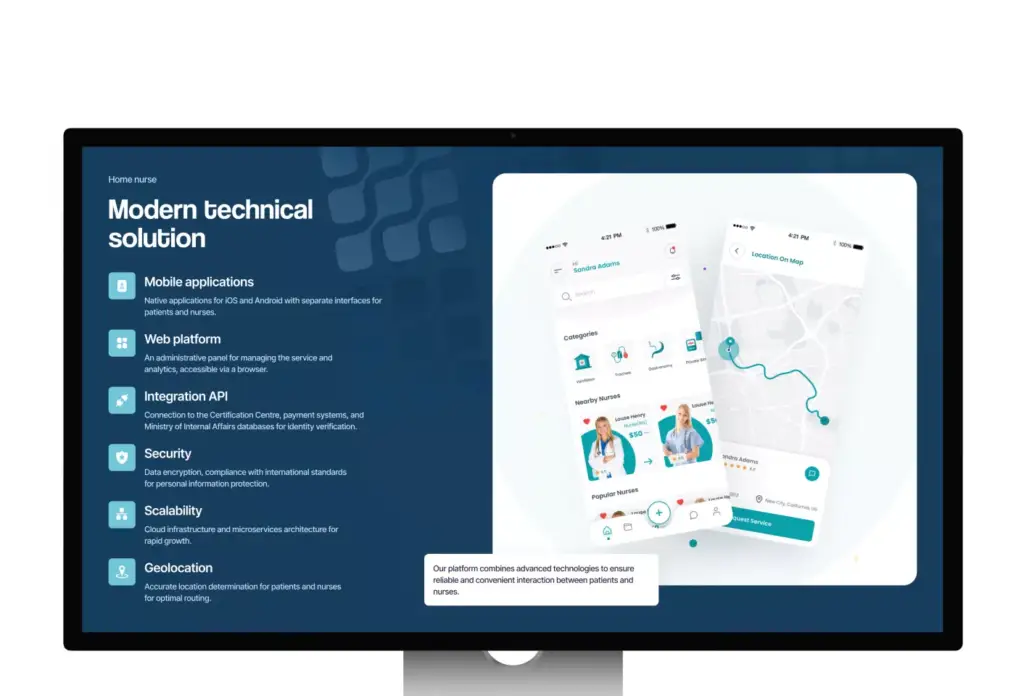 Desktop interface design of the home nurse medical app