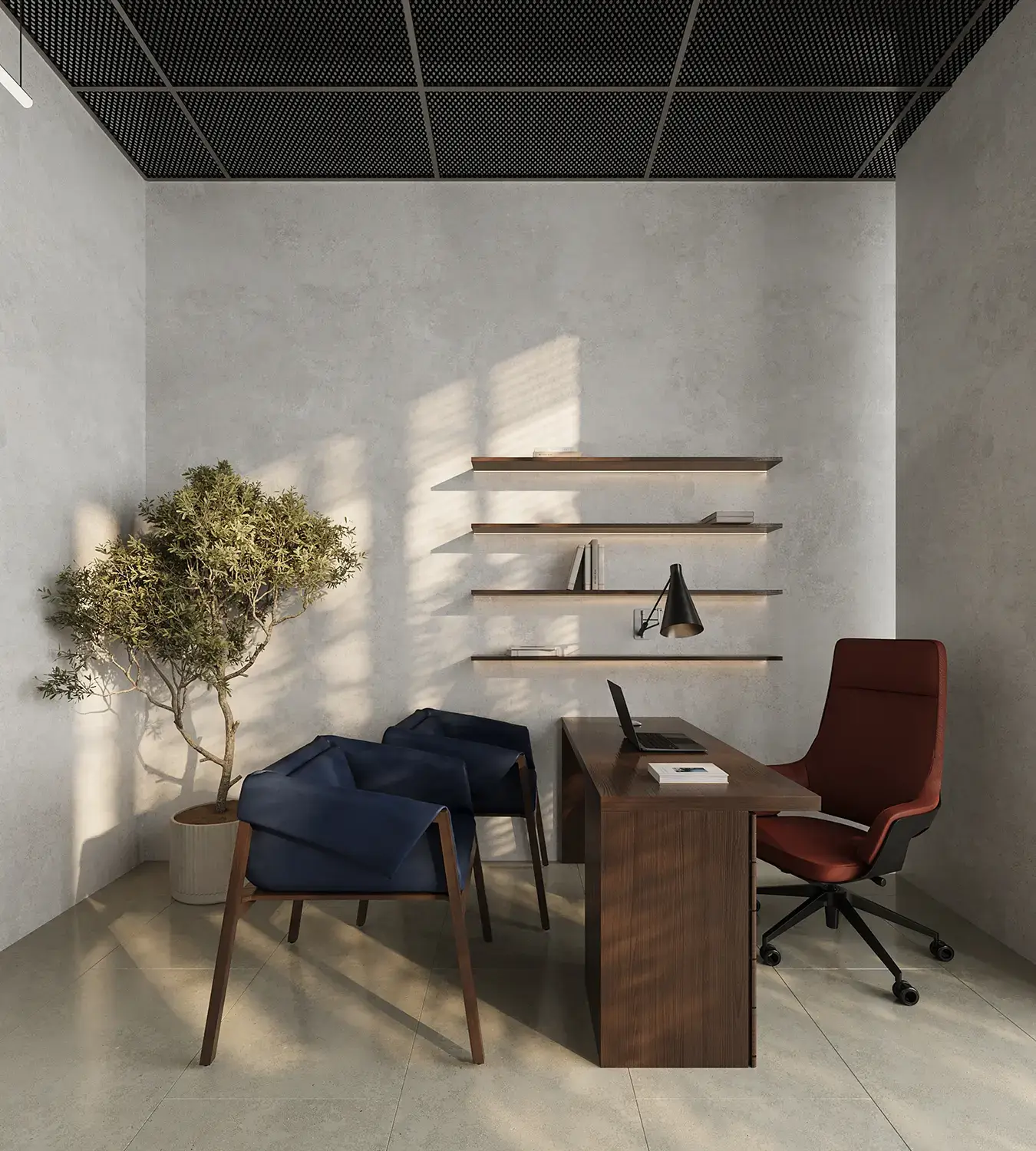 Best 3D Rendering Software for Interior Design in 2026 Compact office rendered using rendering software for interior design with precise material detailing