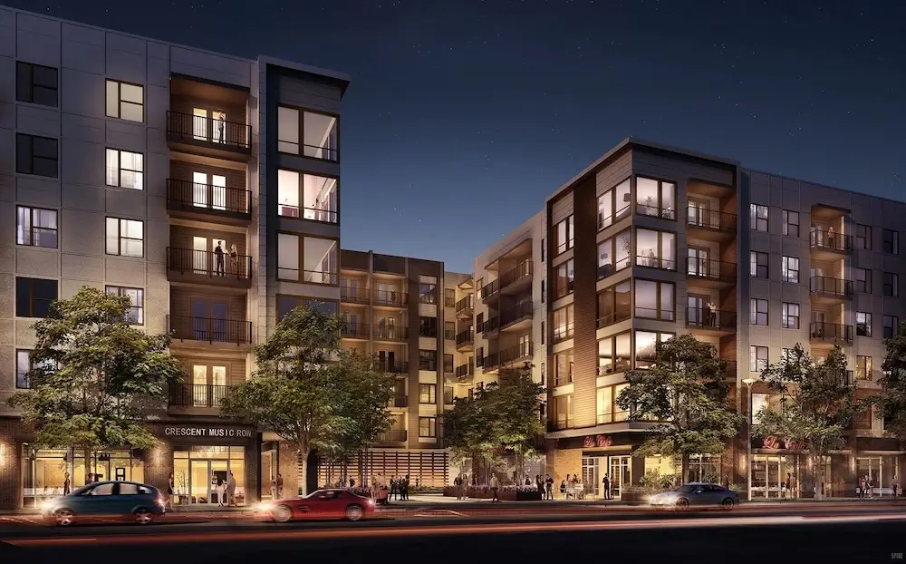 3D Rendering in New York: Architectural Visualization for Real Estate and Urban Development Architecture rendering services image of a residential housing development at night in an urban setting
