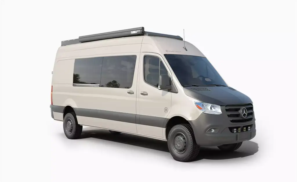 campervan interior design van exterior with roof awning, side windows and high roof cargo van body