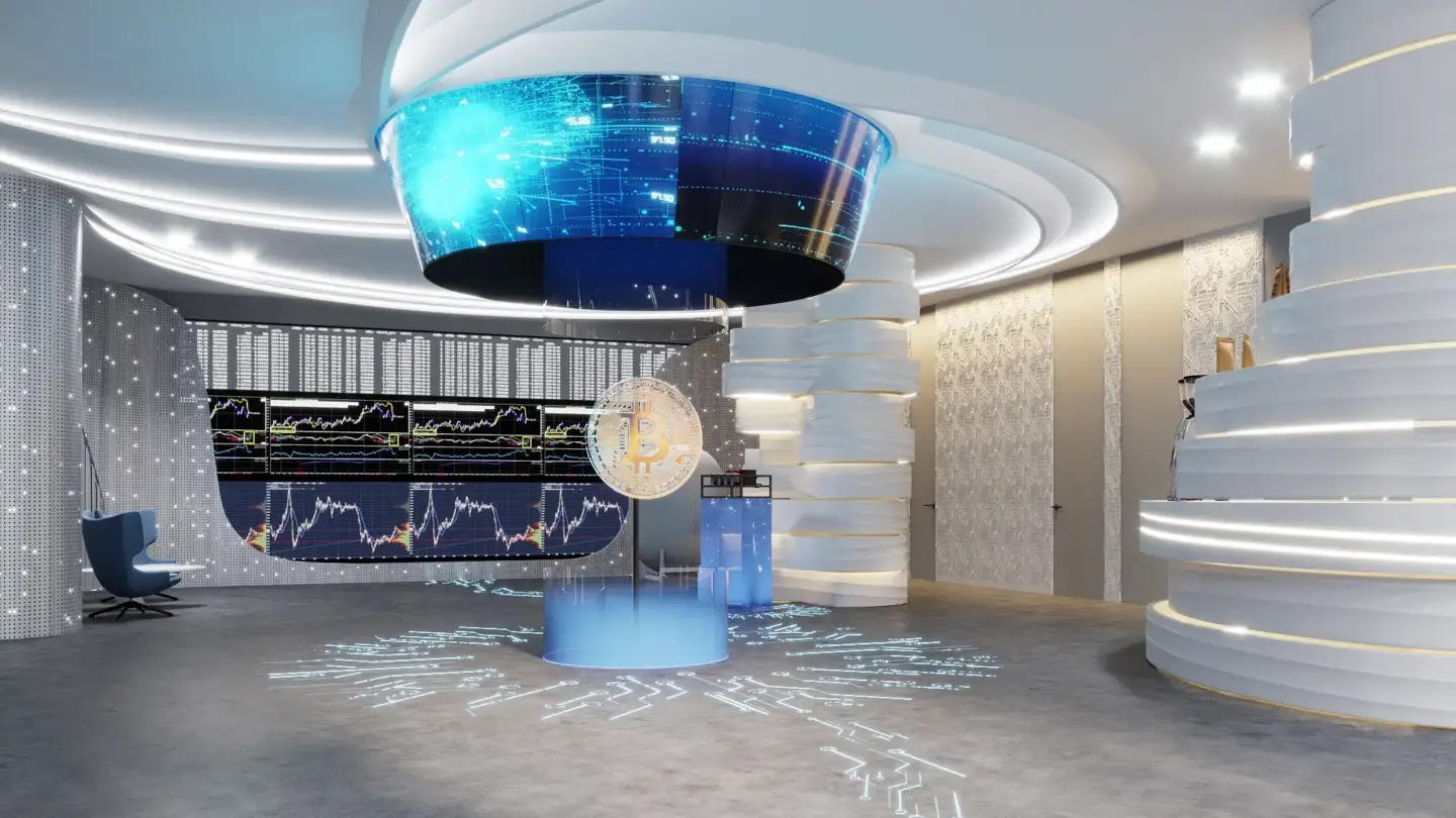 3D Rendering Pricing Guide: How Much Do 3D Renderings Cost in 2026 Futuristic lobby interior with curved walls and digital display, architectural rendering services