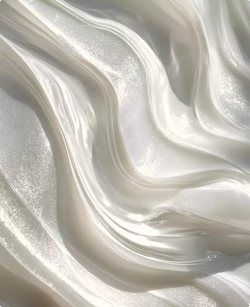 Medical center exterior rendering with glossy white flowing abstract texture in close-up