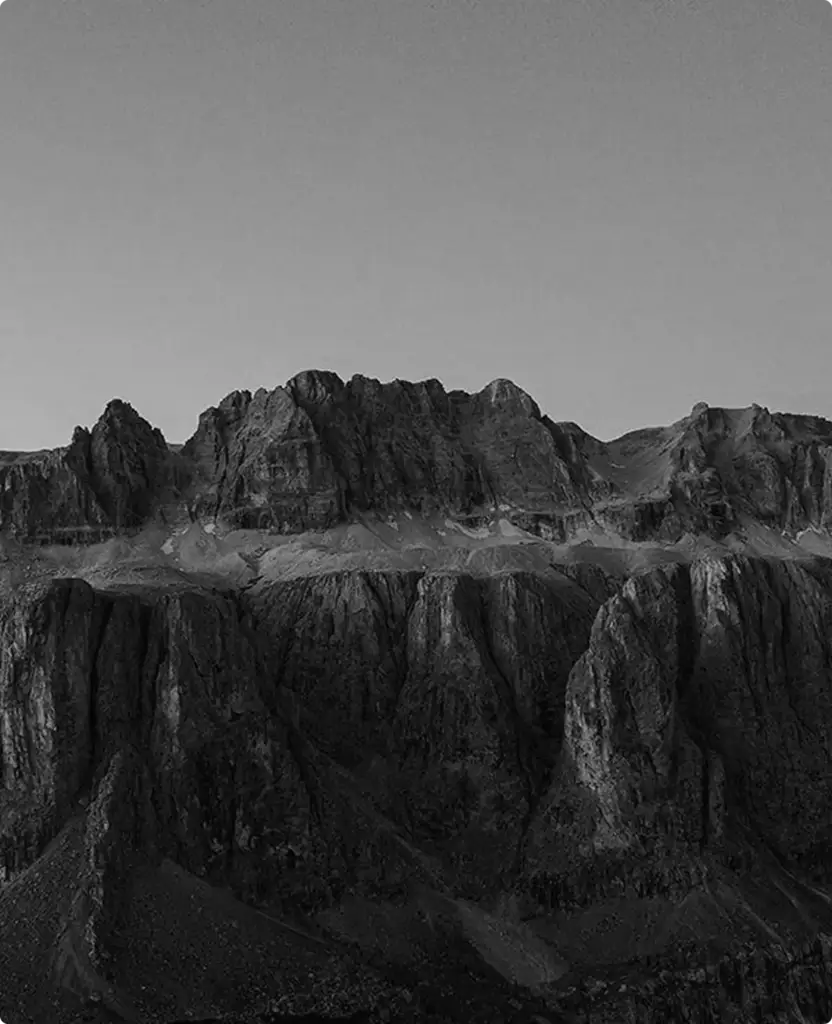Black and white mountain landscape used as atmospheric product design background