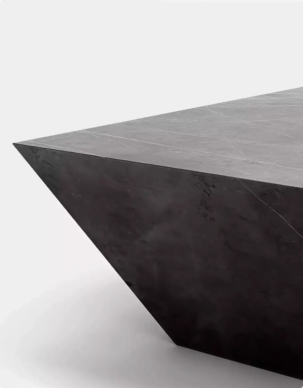 3D Furniture Rendering Portfolio dark marble coffee table with angular geometric edge