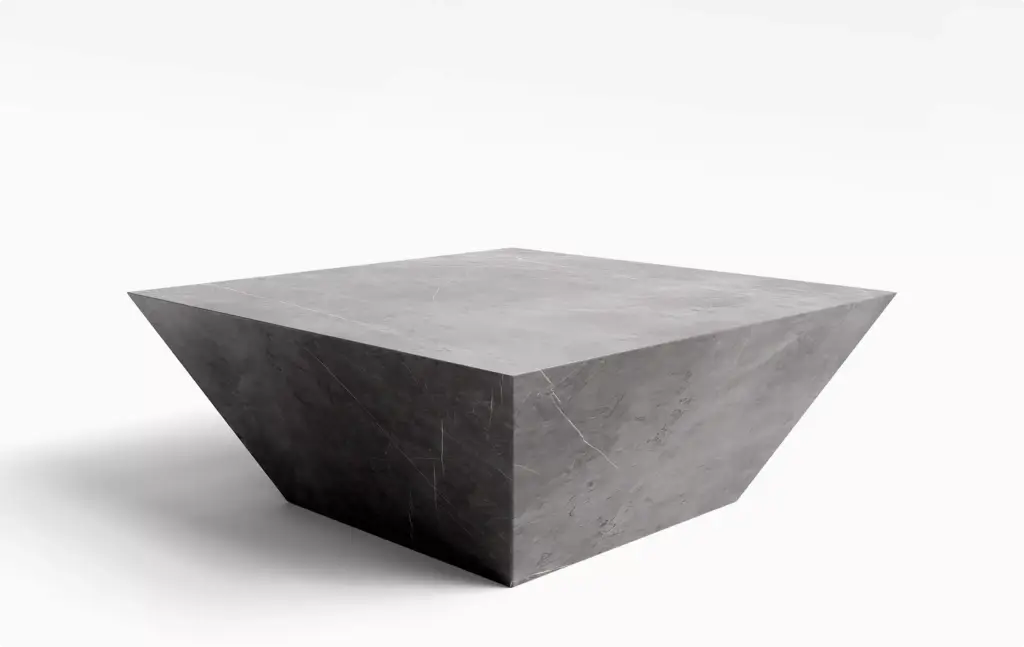 3D Furniture Rendering Portfolio gray marble coffee table with geometric block shape