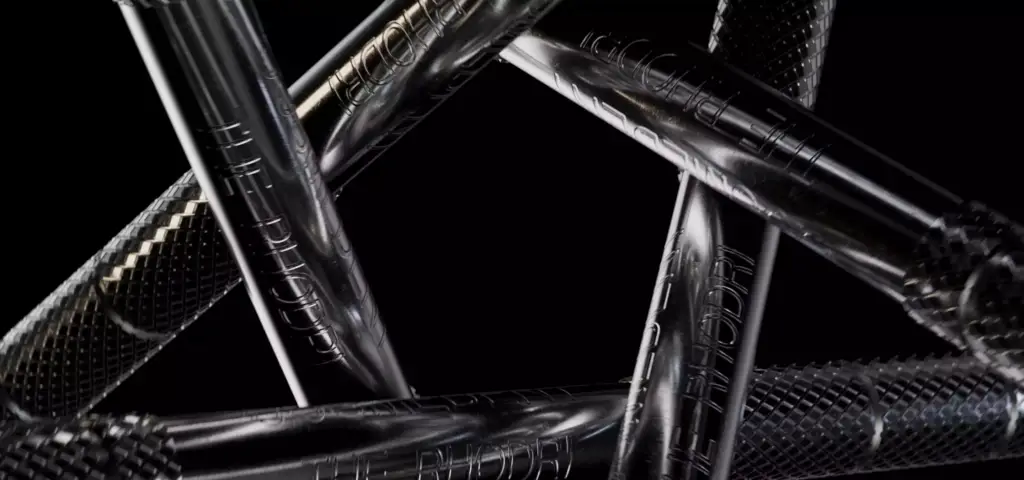 Dental implant screws in 3D medical animation video on black background with metallic textures