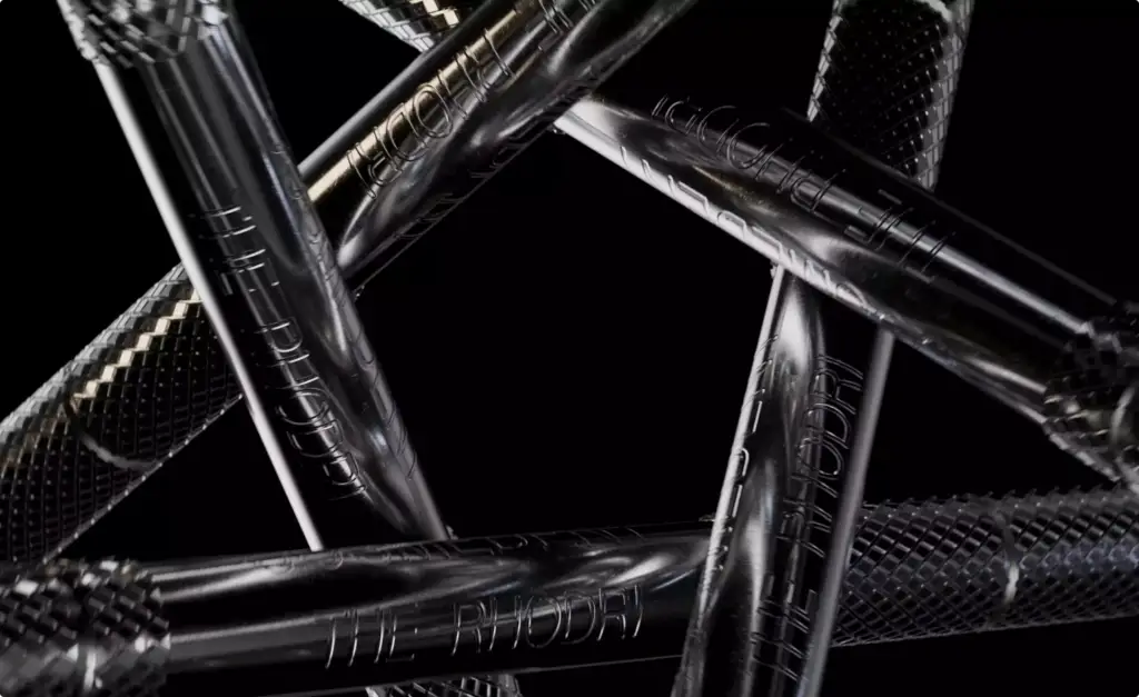 Dental implant screws in 3D medical animation video on black background with reflective metal surfaces