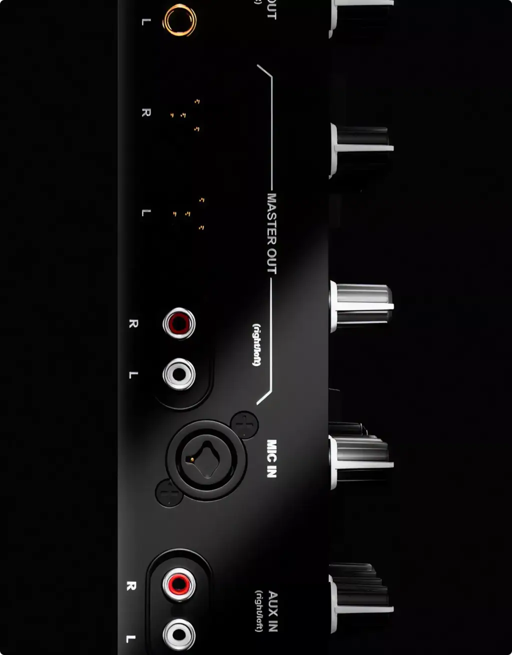Audio interface rear panel close-up for 3D Product Animation Portfolio on black background
