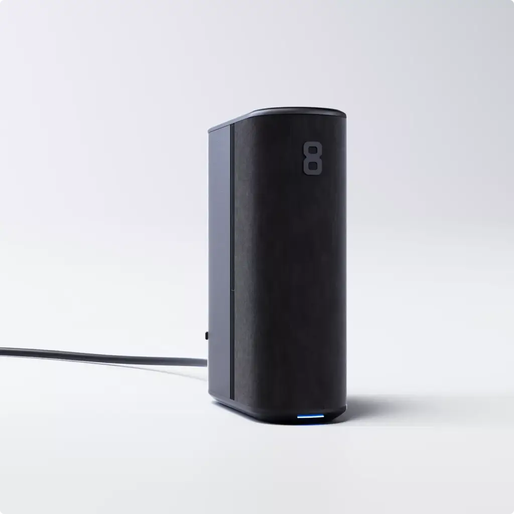 Black desktop device render with cable on white background for 3D Product Modeling Portfolio