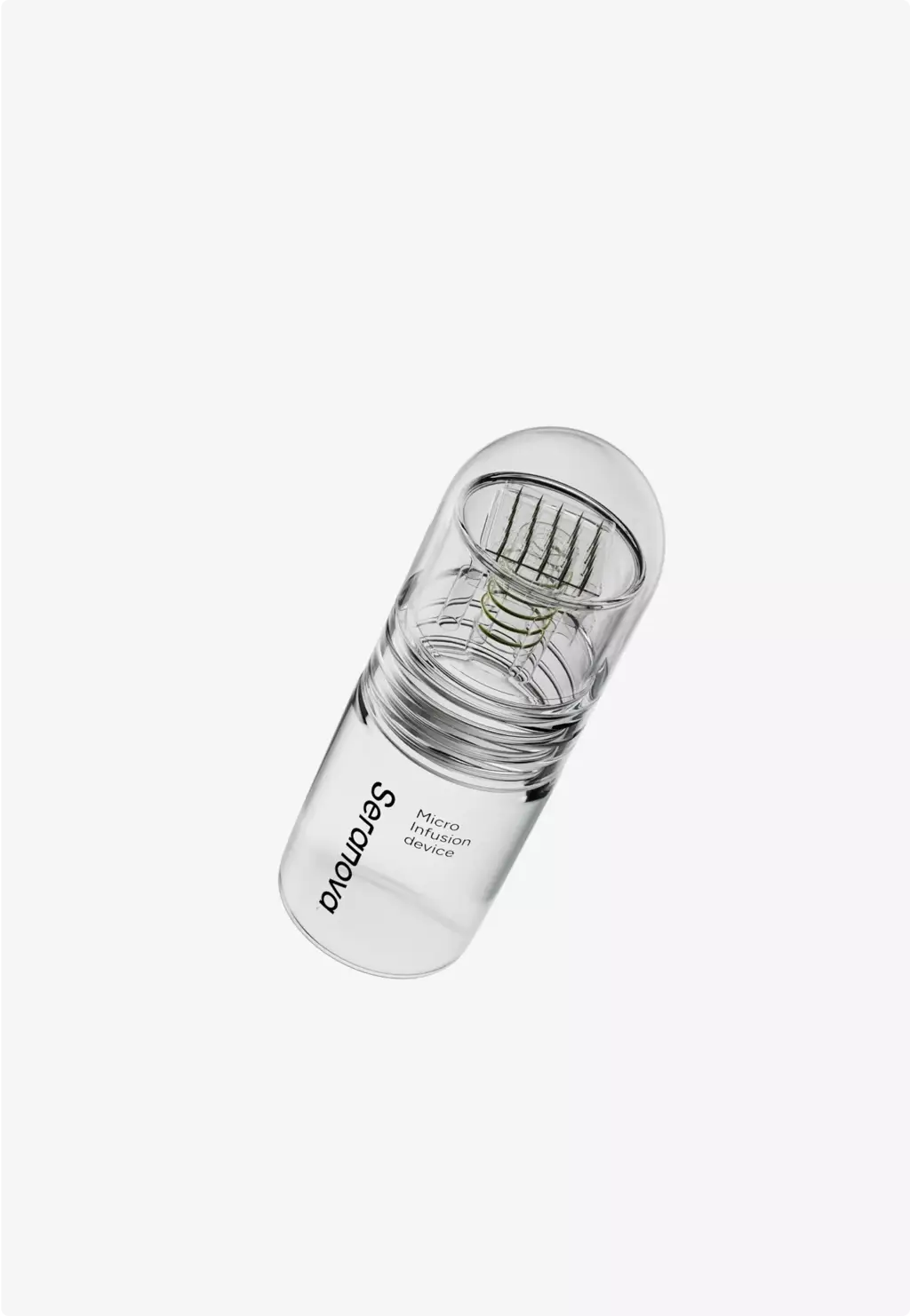 Transparent microneedle infusion tool render for 3D Product Modeling Portfolio