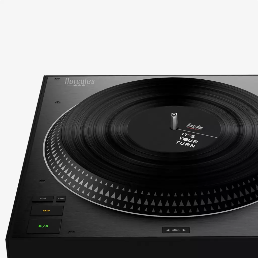 Close-up DJ turntable render with black platter for 3D Product Modeling Portfolio