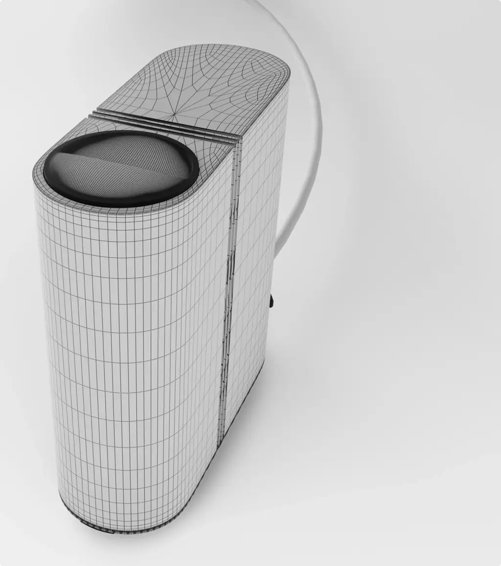 Wireframe device model close-up for 3D Product Modeling Portfolio