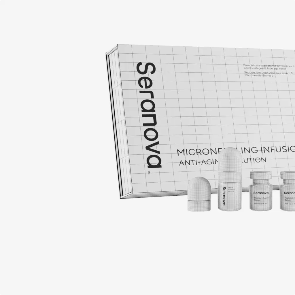 Wireframe skincare packaging render for 3D Product Modeling Portfolio