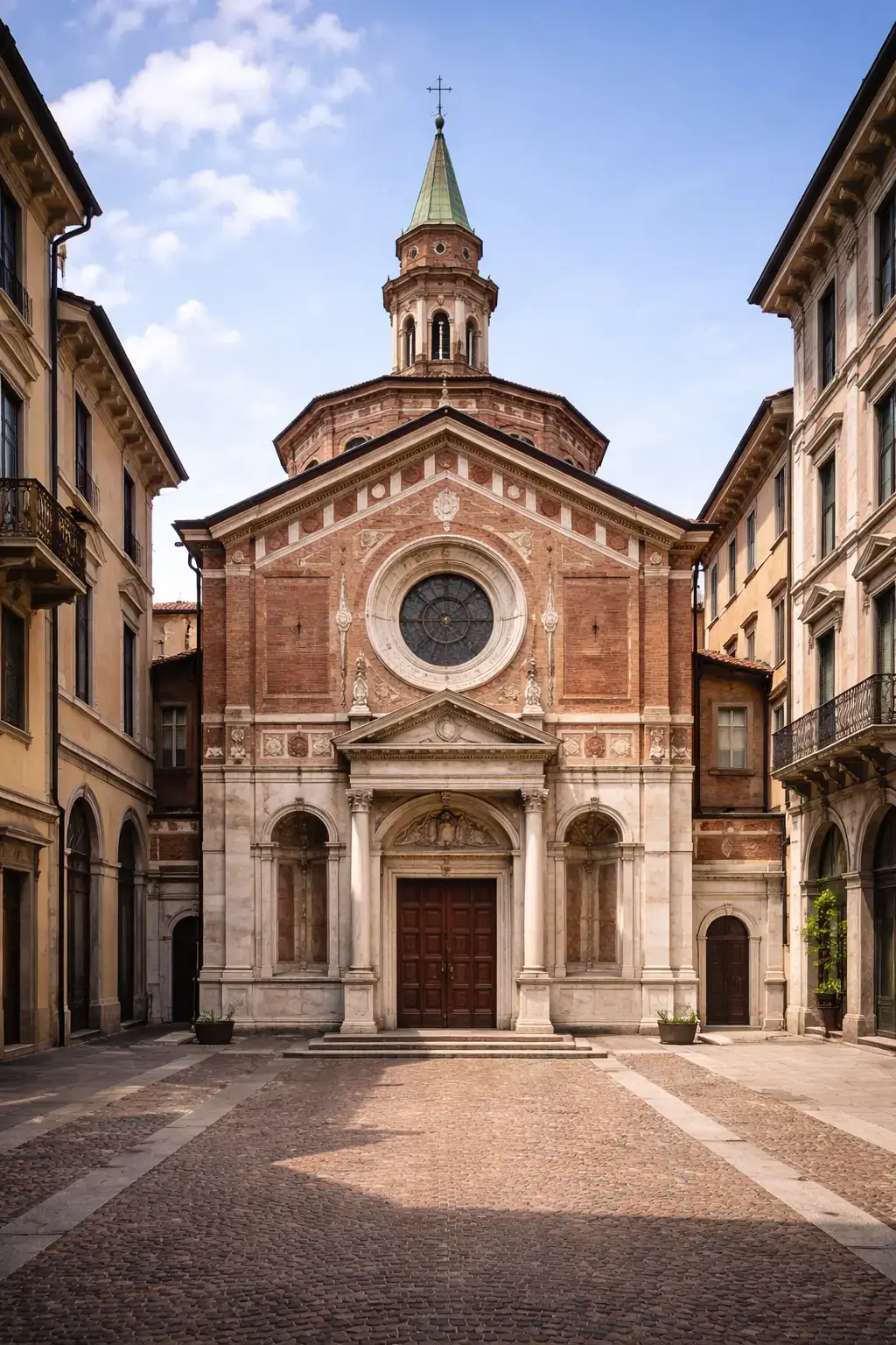 Renaissance Architecture: How Classical Order Shaped European Design Brick Renaissance church facade with a rose window, pilasters, and a tall lantern tower