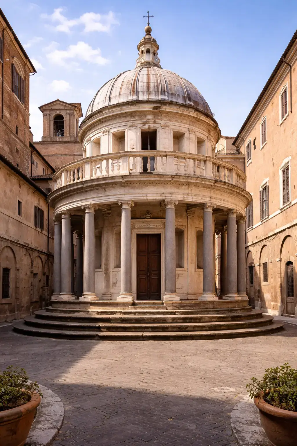 Renaissance Architecture: How Classical Order Shaped European Design Small circular Renaissance chapel with classical columns, a dome, and a central doorway