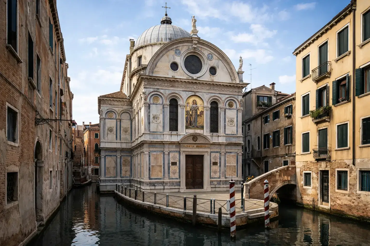 Renaissance Architecture: How Classical Order Shaped European Design Renaissance church facade with a domed roof and marble detailing beside a canal