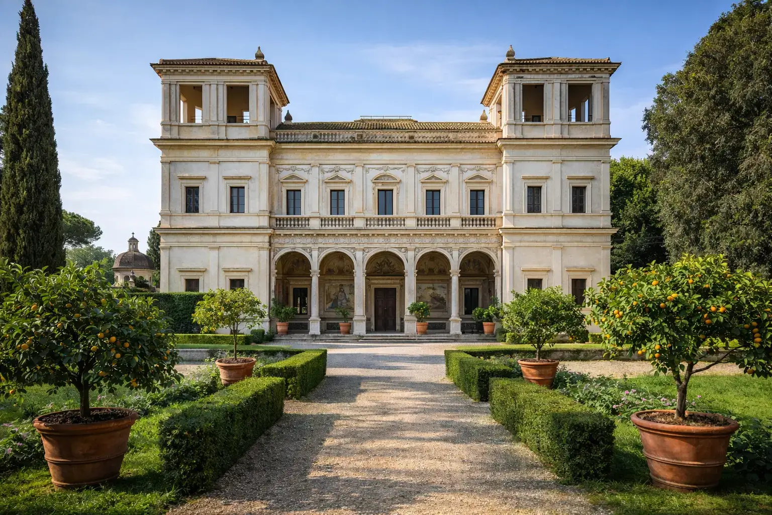 Renaissance Architecture: How Classical Order Shaped European Design Symmetrical Renaissance villa with an arcaded loggia and a formal garden path