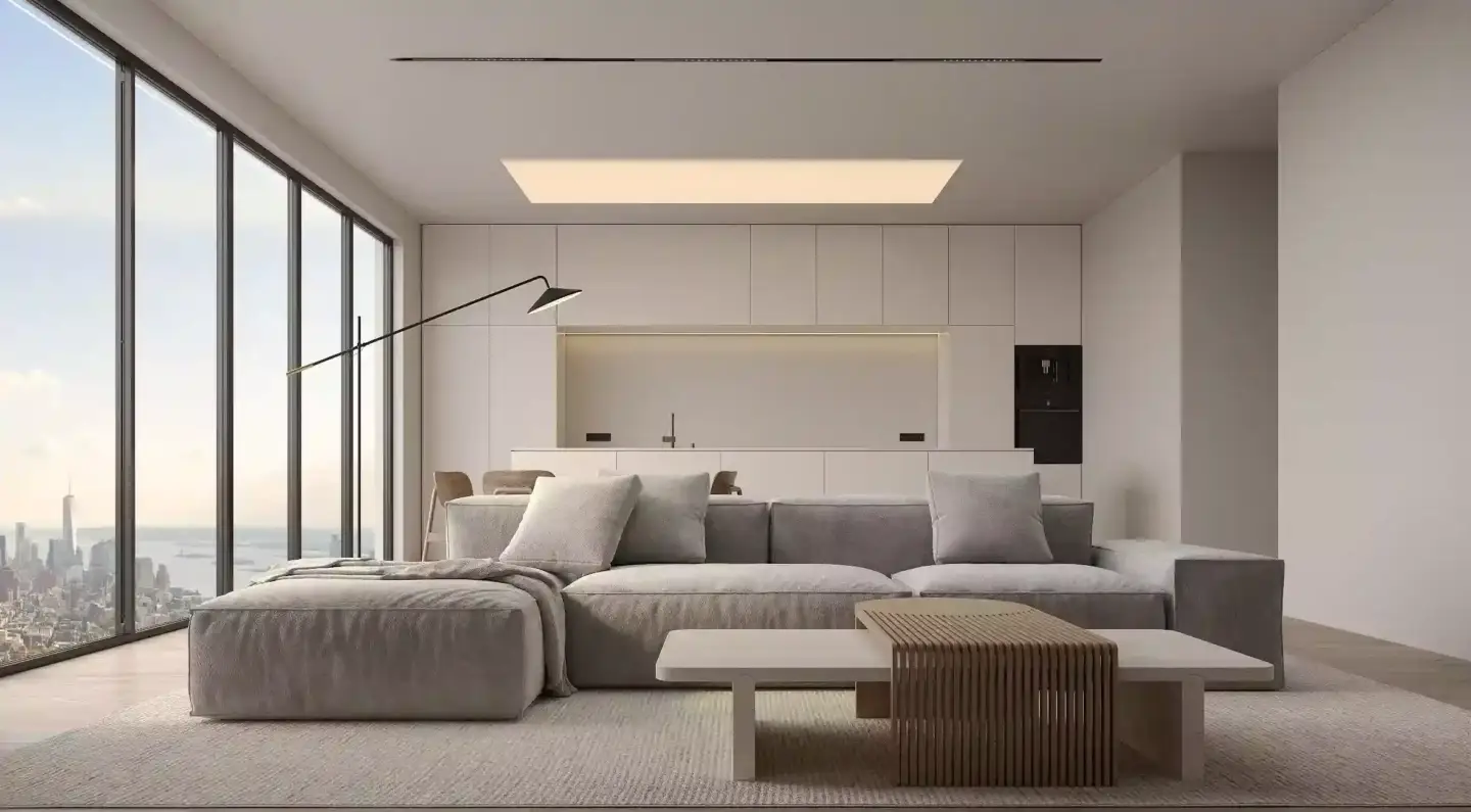 Virtual Staging Cost: Pricing Guide for Real Estate virtual staging living room and kitchen for real estate listing photo