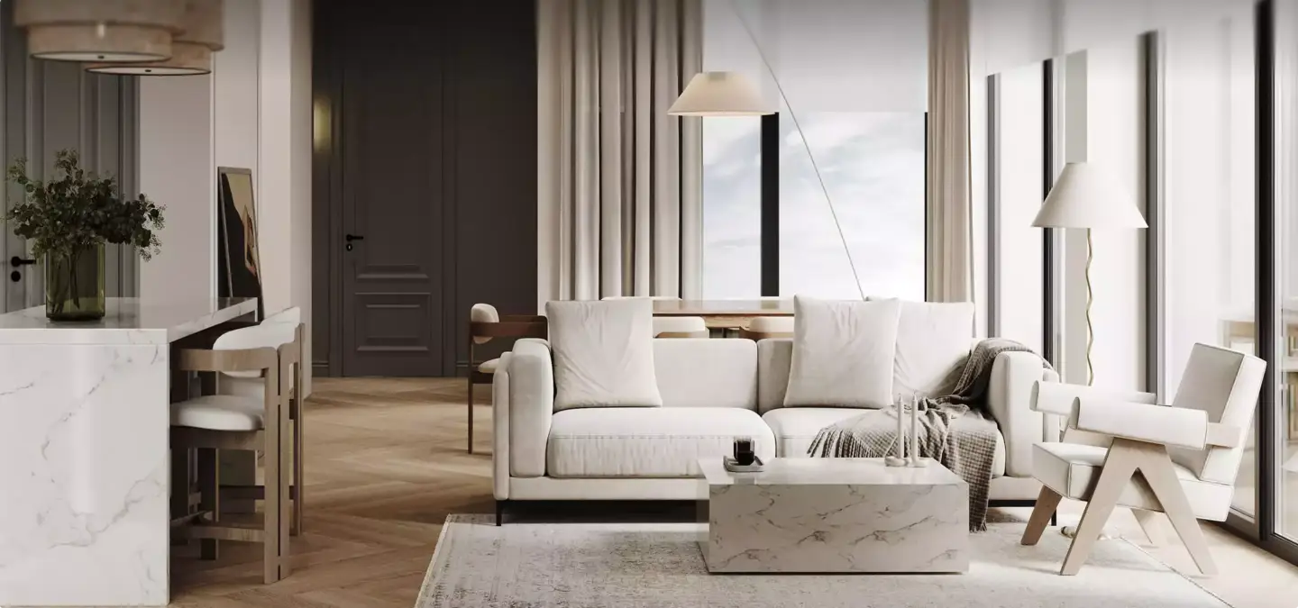 virtual staging living room interior for real estate listing photo example
