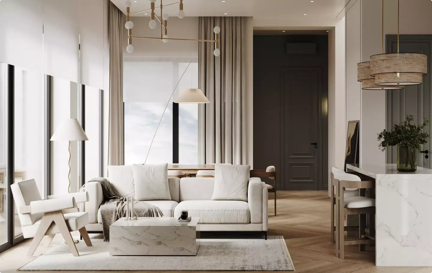Virtual Staging Cost: Pricing Guide for Real Estate bright virtual staged living room interior for real estate marketing