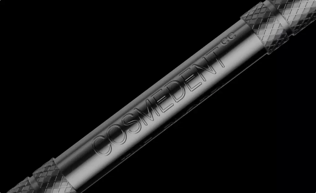 Animation For Dental Innovation showing engraved cosmetic dental instrument handle in black finish