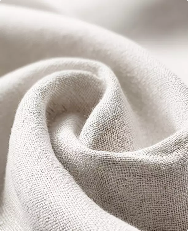 Clothing store 3D rendering with folded fabric close up, soft neutral textile texture and gentle curves
