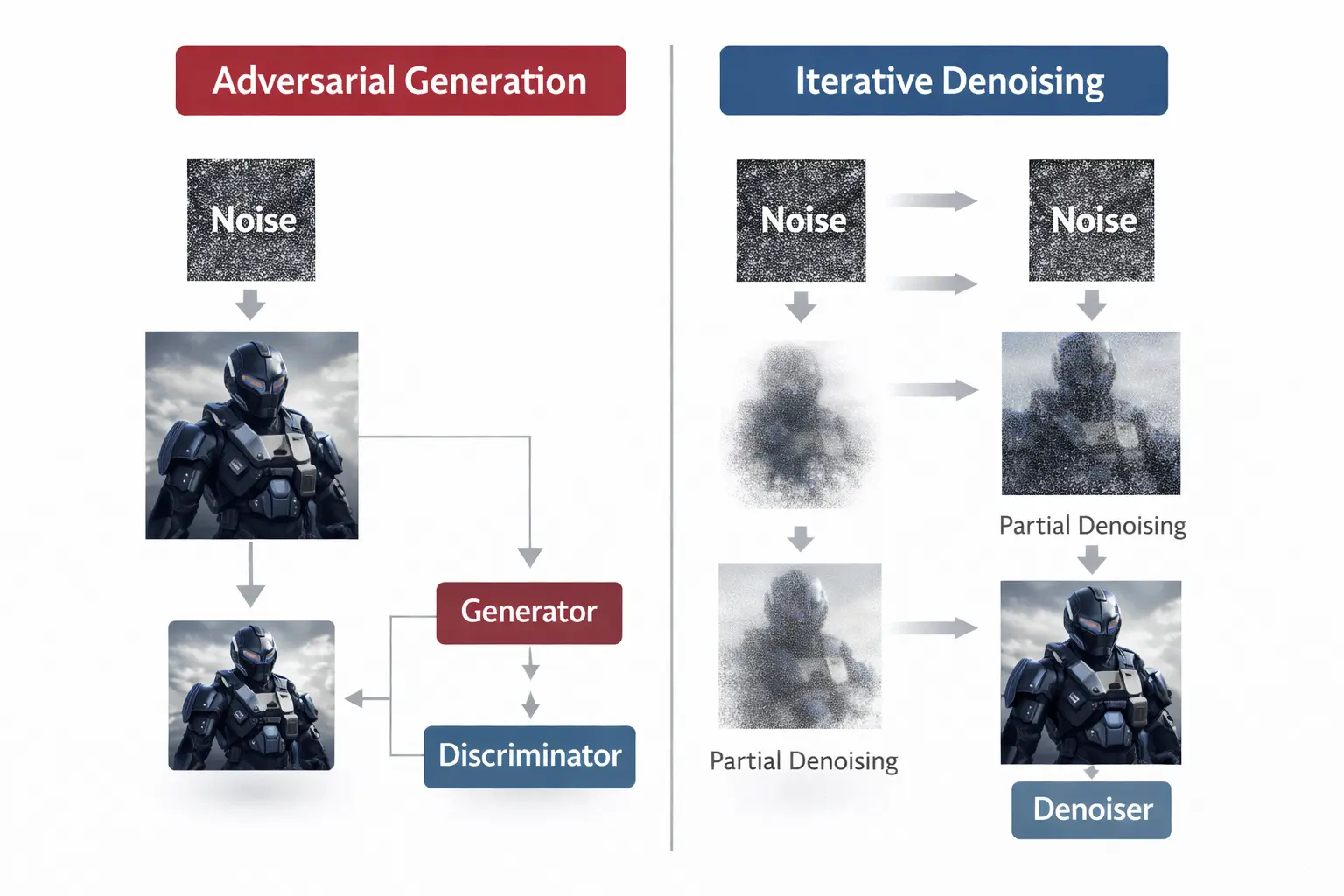 What Are Diffusion Models? How They Work and Where They’re Used diffusion models vs GANs comparison diagram