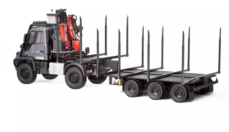 3D rendering of a heavy logging truck with trailer — industrial CGI visualization