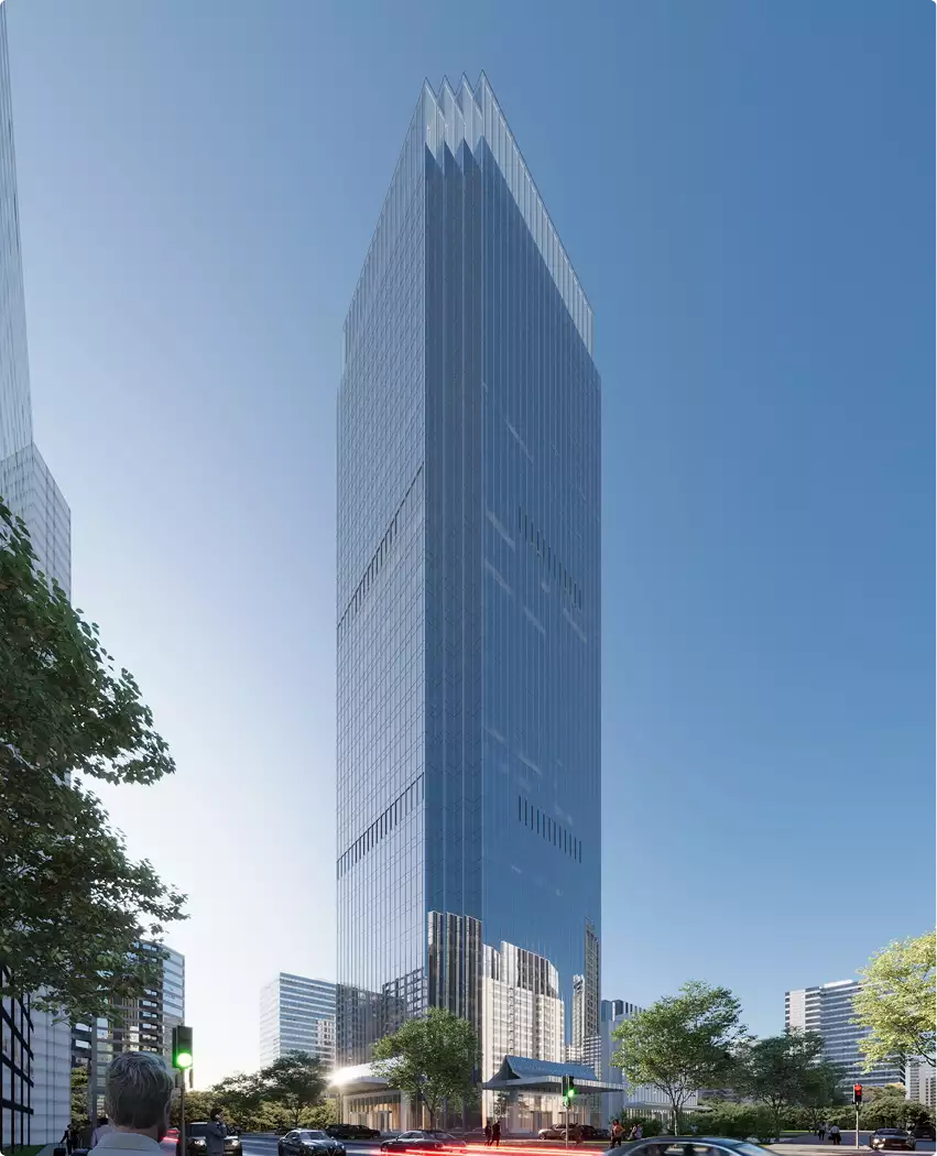 What Is Modern Architecture? Key Principles, Features, and Examples Modern architectural design of a tall glass skyscraper surrounded by urban landscape