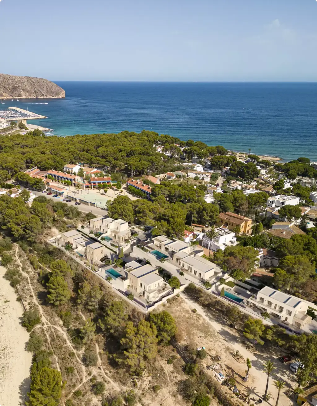 Coastal hillside neighborhood with villas and sea view, Site Plan and Aerial Rendering Services