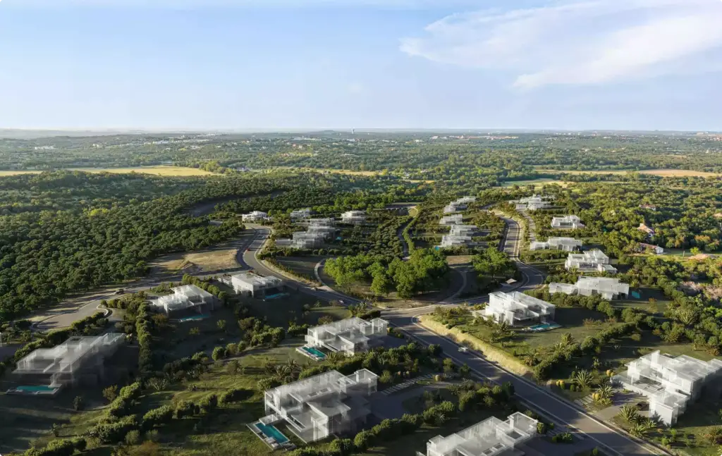 Aerial view of hillside luxury homes and roads, Site Plan and Aerial Rendering Services