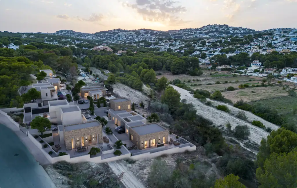 Luxury hillside homes overlooking valley at sunset, Site Plan and Aerial Rendering Services