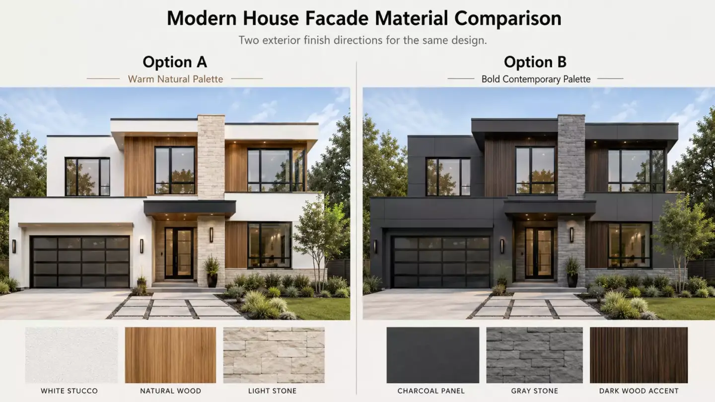 Modern house exterior render demonstrating why architects test facade balance and proportions before construction
