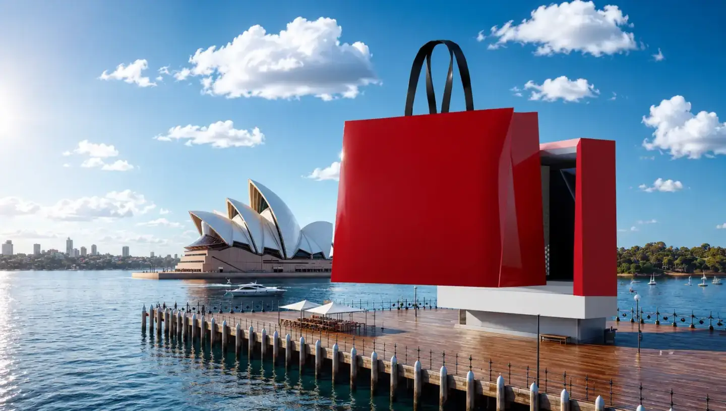 Best Property CGI Companies for Developers (2026) Red waterfront landmark near Sydney Opera House for property marketing CGI