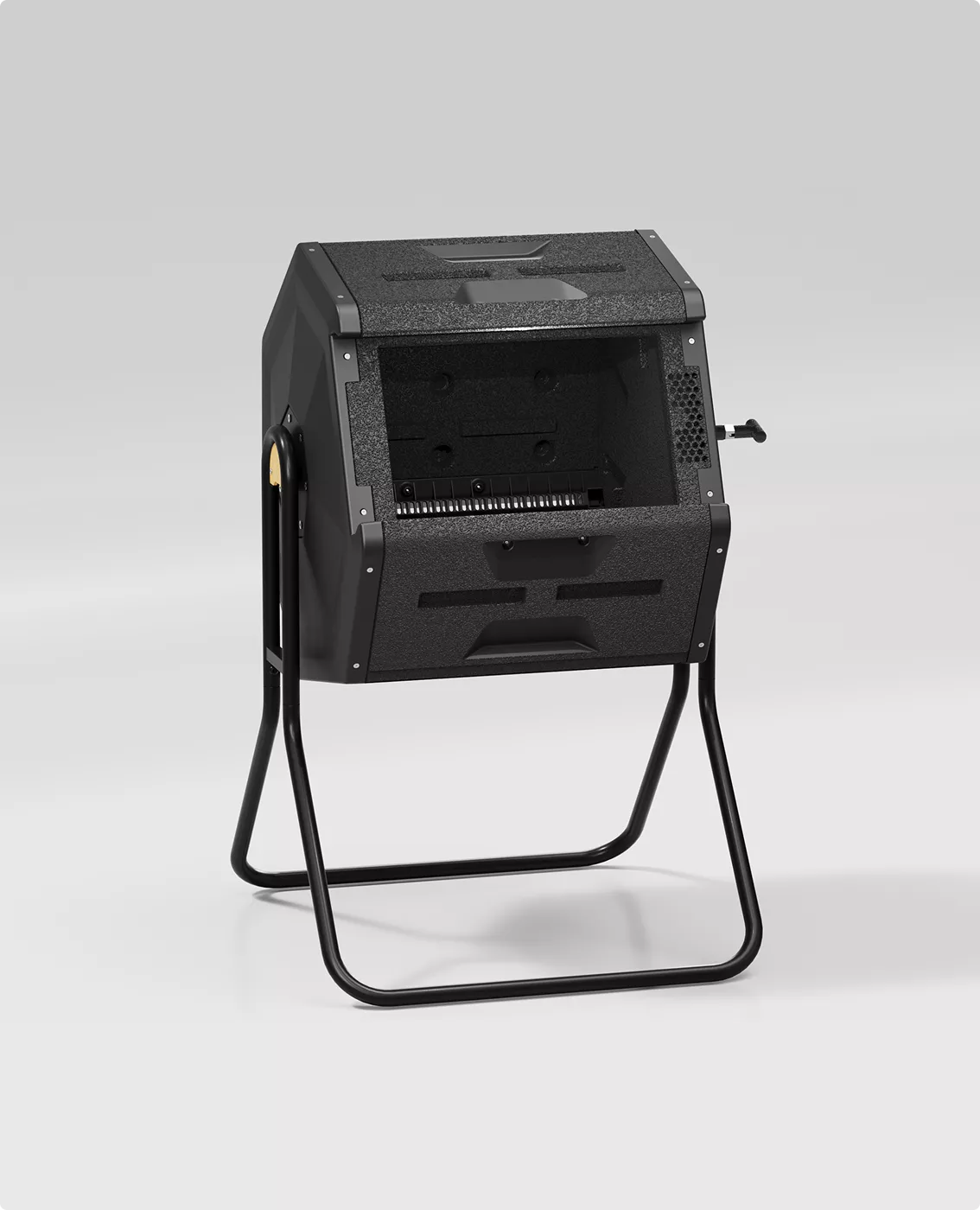 Front-facing smart composting device with open access door and spacious compost chamber for easy waste handling.